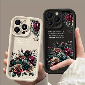 Colorful Roses Comfortable to Grip, Durable And Stylish, High-Quality Protective Phone Case, Suitable For iphone 16 Pro Max 15 Pro 14 Plus 13 12 11 X/Xs XS Series, Black/White Background, Shock Resistance, Lightweight, TPU Material