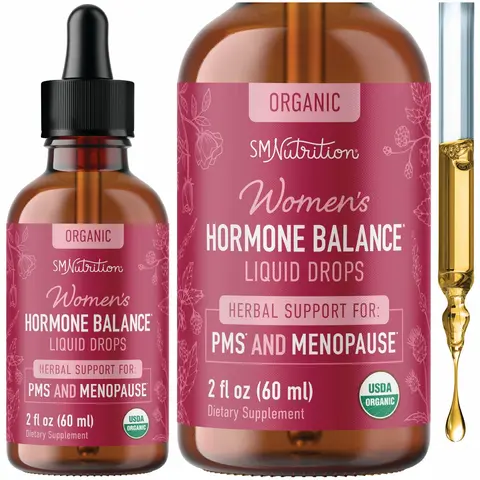 SM Nutrition Women's Hormone Balance Liquid Drops Organic 60ml for Menopause Hot Flash & PMS Relief Herbal Support