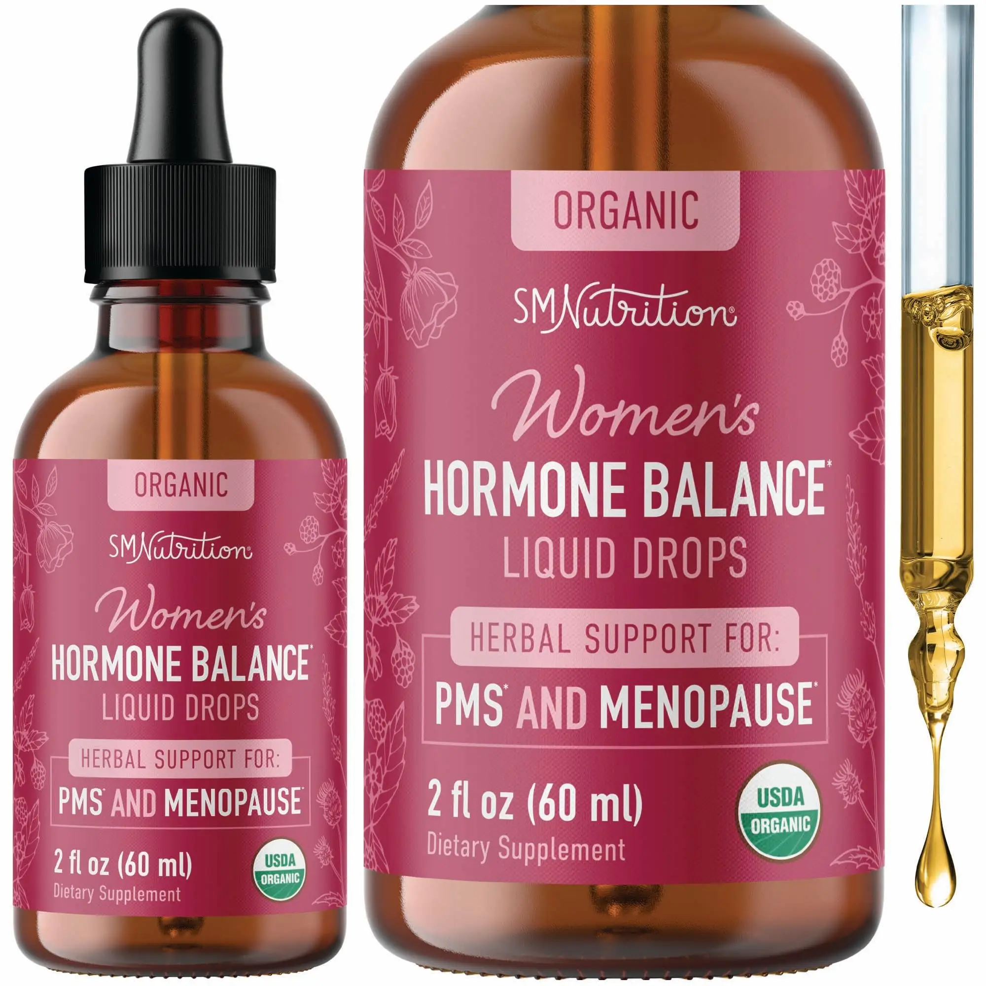 SM Nutrition Women's Hormone Balance Liquid Drops Organic 60ml for Menopause Hot...