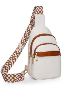 Women's Ethnic Pattern Zipper Belt Bag, Fashionable Large Capacity Chest Bag for Daily Used, Casual Trendy Versatile High-quality Daily Commuting Bag