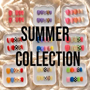 Press On Nails Summer Collection - Handmade Craftsmanship, Custom Sizes, Reusable, Perfect for Special Occasions & Everyday Look, Includes Nail Glue, File, Cuticle Pusher, Alcohol Prep Pad