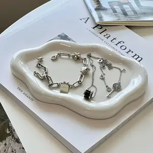 Cloud Shaped Tray Premium Desktop Ornament, Jewelry Storage Display Plate, Decorative Desktop Photography Prop, No Precious Metal Plating