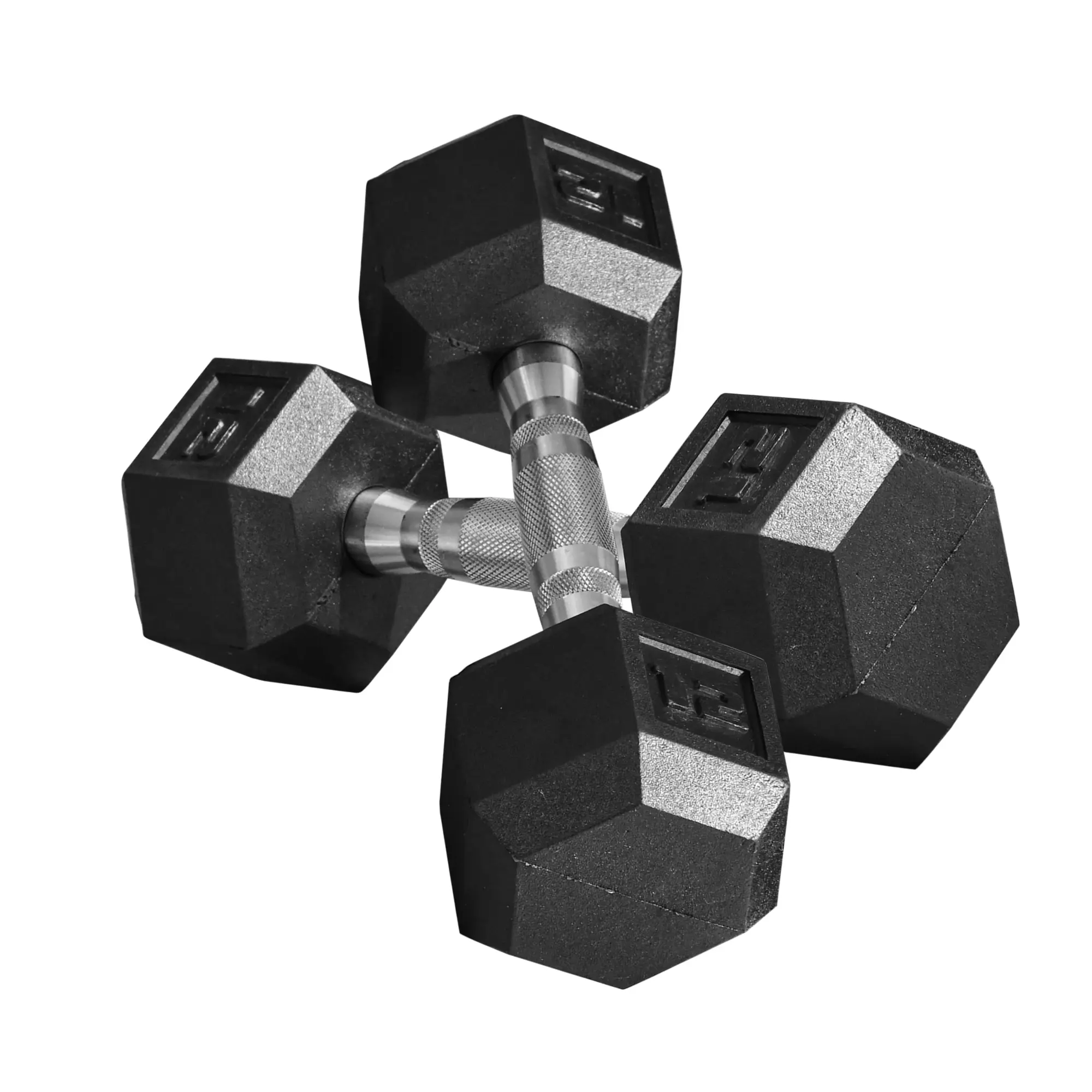 Soozier Hex Dumbbell Pair, 2 x 12 lbs Rubber Coated Set with Non-Slip Ergonomic Handles, Anti-Roll Exercise Equipment for Home Gym, Workout Equipment, Gym Stuff, Resistance Training, Floorsafe Rubber, Less Floor Damage, Stays Put On Floor, Flexibility, Gy