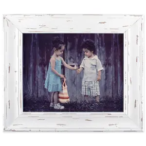212 MAIN 8x10 in. Distressed White Rustic Farmhouse Picture Frame - Photo Display, Baby Room Decor, Household Memory Keeper