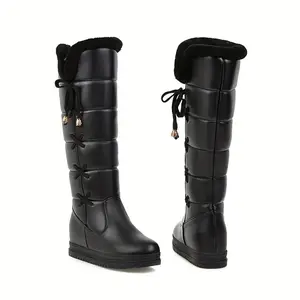 Women's Winter Warm Knee-High Snow Boots, Hidden Wedge Platform Waterproof Boots