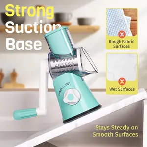 Manual Rotating Cheese Grater, 1 Count Hand Crank Cheese Chocolate Grater with 3 Interchangeable Blades, Kitchen Utensils & Gadgets for Home Dining Room Barbecue, Manual Cheese Shredder