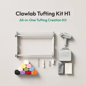 Clawlab H1 Tufting Kit — All in One Rug Tufting Machine, Beginner Kit, Starter Kit with 550g Ultra-Light Machine, Quiet Motor DIY Rug Tufting for Home Lightweight Electric Rug Beginner Machine for Starter, No-Nail Frame Beginner DIY(Rug Making Starter Kit