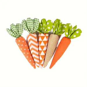 5pcs Mixed (1pc of Each of 5 Colors) Easter Fabric Carrot Decorative Ornaments Home Tray Decorations Holiday Party Supplies Decorations Handmade Ornaments