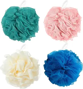 Loofah Sponge Shower Loofahs Bath Sponges Mesh Balls for Women Men 4 Colors Soft Pouf Body Scrubber 50g Exfoliate Cleanse Soothe Skin Ideal for Daily Use
