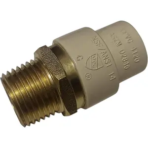 CPVC Transition Coupling, 1/2 inch CPVC x 1/2 inch MNPT, Pack of 2