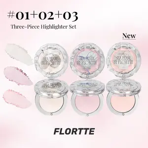FLORTTE Glass Sea Series Single Matte Highlighter Powder Set Matte Cosmetic Makeup #01+02+03 Three-Piece Highlighter tik tok shop Set