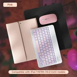Tablet & Computer Accessories Set, Wireless Keyboard & Mouse & Tablet Case & Mouse Pad & Touch Pen, Compatible with iPad 5/6/7/8/9/th, iPad Pro11, iPad Air11, Covers