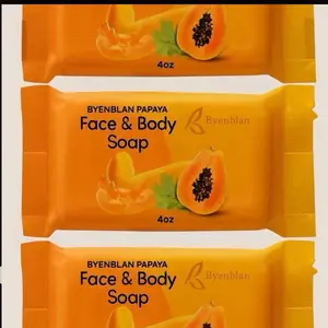 3 pcs Byenblan Papaya Face & Body Soap - Natural Papaya Extract for Gentle Cleansing - Versatile for All Skin Types - 4oz - Perfect for Daily Skincare