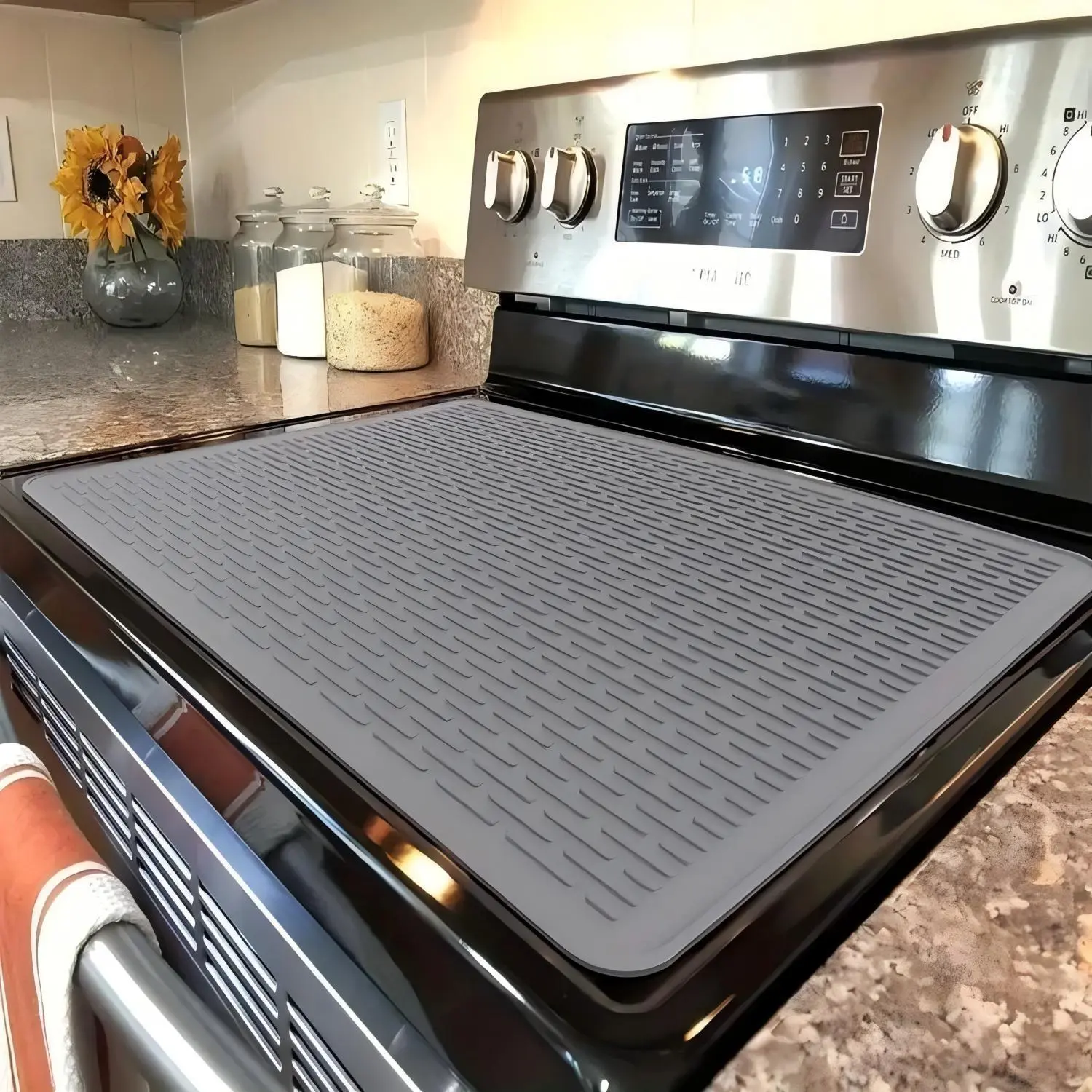 Silicone Heat Resistant Stove Cover, Stove Top Cover for Electric Stove, Durable, Easy-to-Clean, Heat-Resistant, Waterproof, Foldable, Non-Slip Silicone Mat, Dish Drying Mats for Kitchen,Oven Covers for Electric Stove(28"x 20")