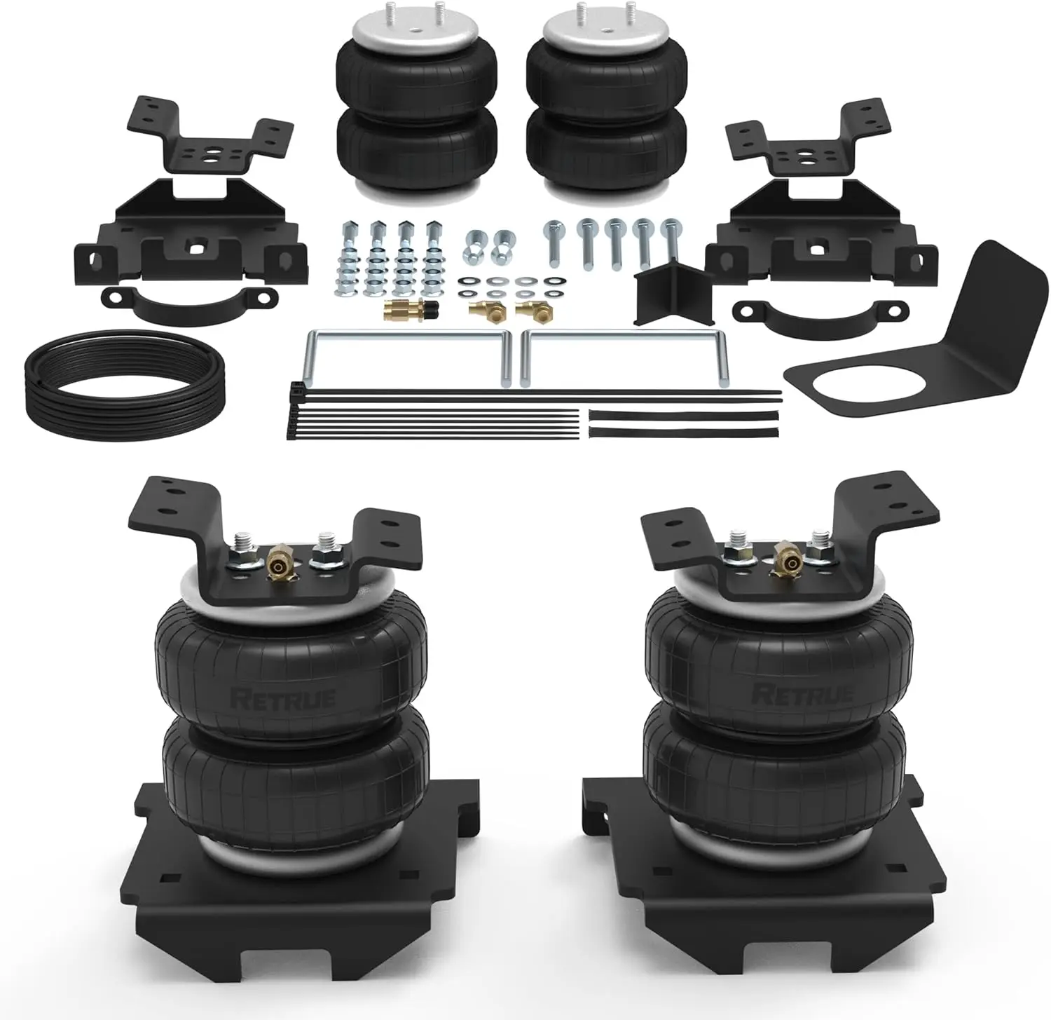 RETRUE Rear Air Bag Suspension Kit - 5,000 lbs Load Leveling Car Accessories, Pre-Drilled Shock Reduction Firestone 2250 Ride Rite Replacement Parts for 2001-2010 Chevrolet Silverado GMC Sierra 2500HD 3500HD Towing Trucks to Improve Vehicle Stability
