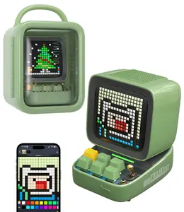 Divoom Ditoo Programmable Pixel Art LED Bluetooth Speaker Showing Clock Emoji DIY Design for Home Wedding Party Decoration with Wireless App Control Mini Gift Audio Smartphone Pink