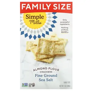 Simple Mills Almond Flour Crackers, Fine Ground Sea Salt, Family Size, 7 oz (199 g)