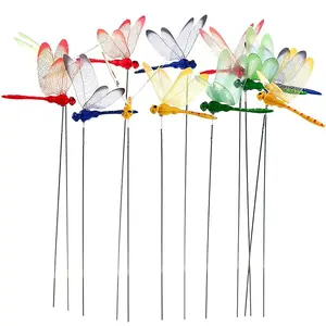 Three-Dimensional Plastic Artificial Dragonfly Stem Decorative Butterfly Flower Pot, Ideal for Floral Arrangements & Grassland Displays