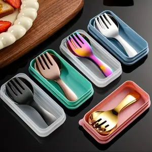 Portable Stainless Steel Cutlery Set Including Fork, Spoon and Storage Box, Ideal for Outdoor Camping, Picnic Gear and Travel Essentials, Cutlery Utensil Sets
