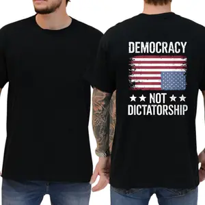 Democracy Not Dictatorship T-Shirt, Unisex Graphic Tees, Casual Menswear, Comfy Cotton, Funny Shirts