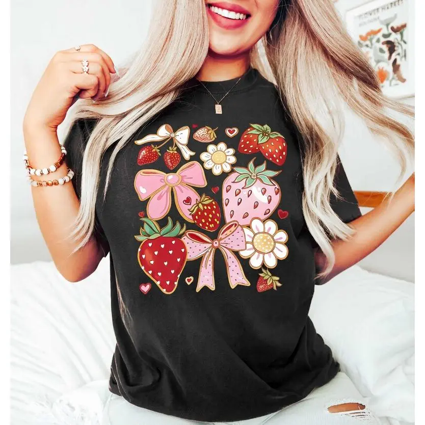 Summer Strawberry Shirt, Retro Strawberry Tshirt, Summer Trendy Shirt, Gift For Summer, Summer Women Shirt, Strawberry Lover Shirt