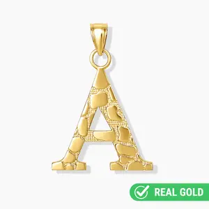 14K YELLOW GOLD NUGGET SERIF INITIAL PENDANT
