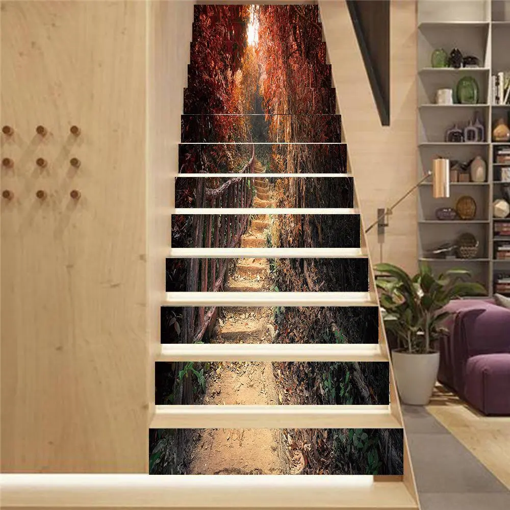 Stair Pattern Stair Sticker, Waterproof Wall Decal, Removable Wall Sticker for Home Stair Decor