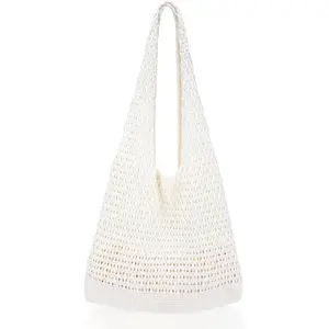 Crochet Bags for Women - Summer Beach Tote, Aesthetic Hippie Knit Bag Knitted Shoulder Tote Bag Large Hobo Bag Aesthetic Tote Handbags