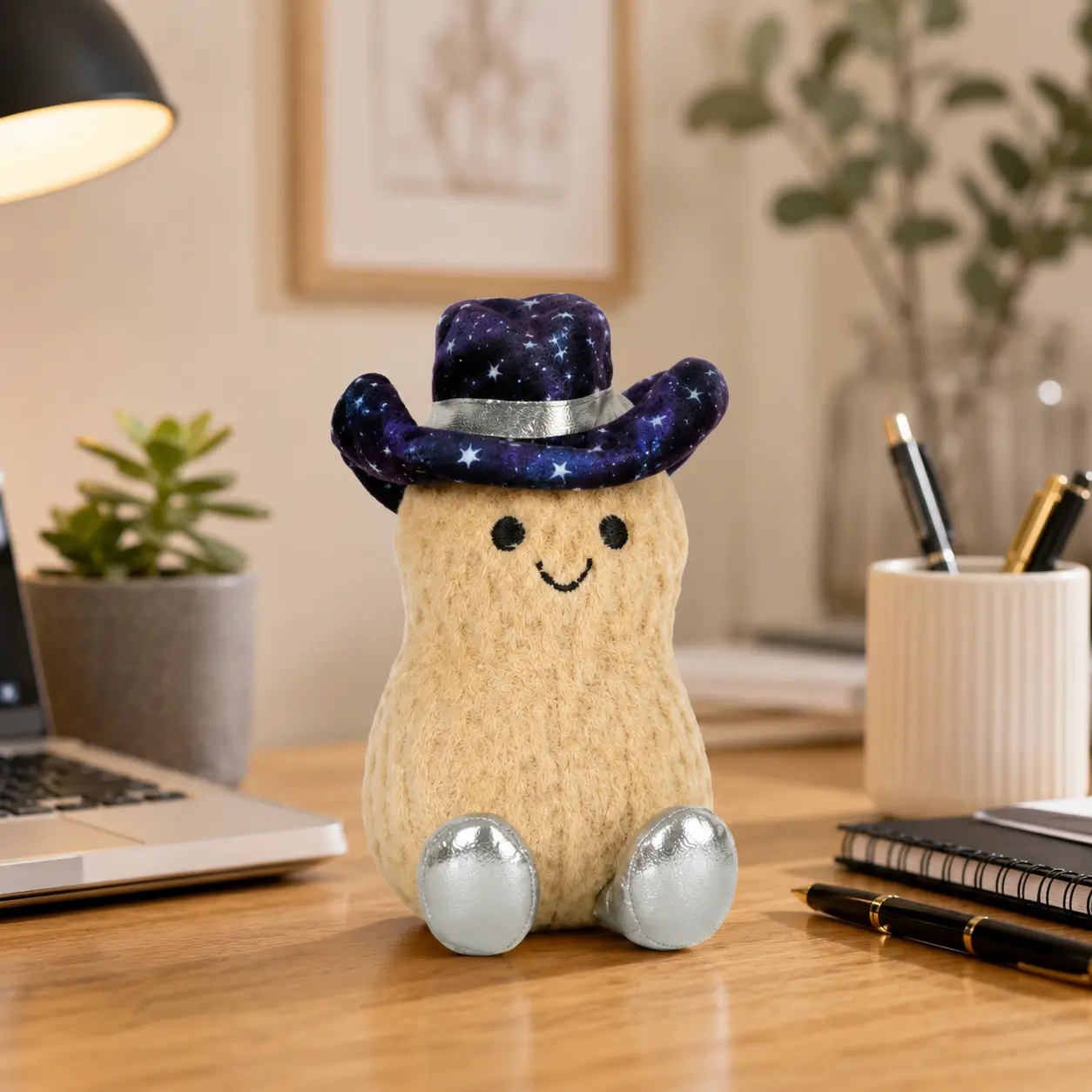 Jellycat Cosmic Peanut Stuffed Animal Plush Toy – Cute Soft Stuffed Character with Starry Hat and Silver Boots, Unique Gift for Kids and Collectors
