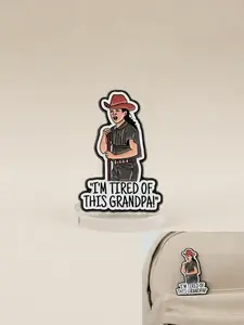 I'm Tired of This Grandpa Funny Quote Brooch Pin , Casual Fashion Jewelry Accessory for Backpacks & Clothing, All Season Wear