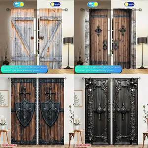 Two-piece set, made of polyester with 2D printing, featuring high-definition digital wood grain patterns. These sheer curtains are suitable for decorating bedrooms, living rooms, offices, and homes