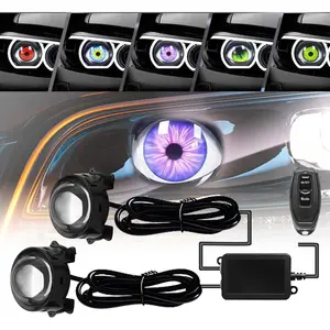 Demon Eye Headlights for Cars and Motorcycles, 2PCS LED Dynamic Devil Eyes Light Kit with HD Lens, 6 Animated Eye Patterns, Universal 12-36V Eyeball Lights for Headlight or Fog Light