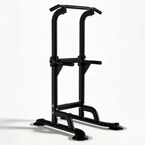 Adjustable Power Tower Pull Up Bar, No Drilling Home Gym Dip Station with Stable Suction Base for Full Body Strength Training