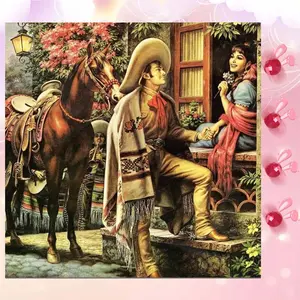 5D DIY Full Drill Round Diamond Painting - Diamond Art Kit Horses, Mexicans, Flowers Mosaic, Canvas - DIY Decorative Painting, Home Wall Decor, Crafts, Suitable for Halloween and Christmas, Birthday and Anniversary Gifts, Diamond Painting Kits