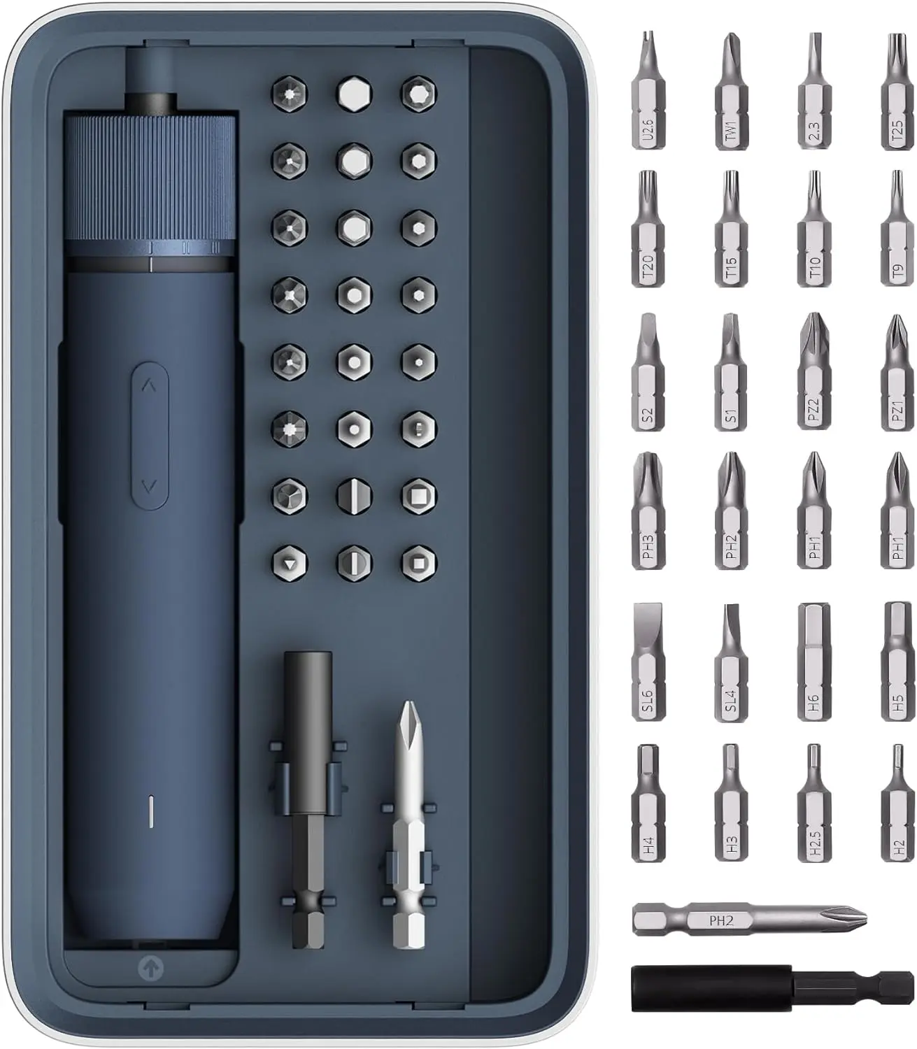 25-Piece Upgraded Electric Screwdriver Kit, Cordless Screwdriver | 1/4'' Hex, Magnetic Lid, 1500mAh Rechargeable, LED Light, Ideal for Furniture Assembly, Home Repair, and Garage Projects