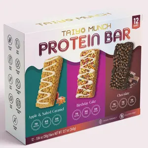 Variety Nutrition Protein Snack Bars, 12-Pack Display Box with 4 Bars Each of 3 Flavors Including  Birthday Cake, Chocolate and Apple Caramel