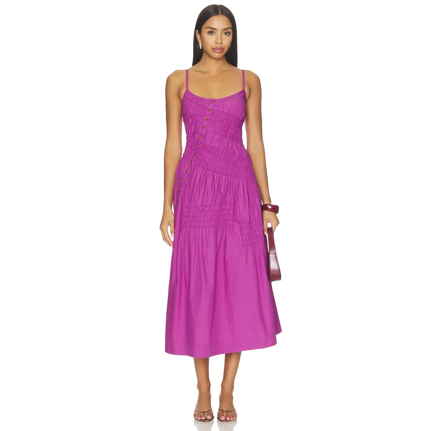Damson Madder Lyra Midi Dress in Magenta