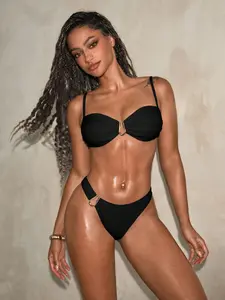 Women's Triangle Bikini Top Swimsuit Set, Two-Piece Bathing Suit for Vacation Beach Spa Pool, Stylish Swimwear for Women, Ruched Bikini Bottoms, Bikinis Set