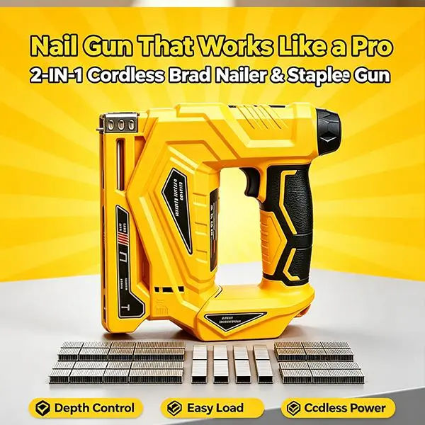 2-in-1 Design Cordless Brad Nailer & Narrow-Head Stapler - Wireless Nail Gun & Cordless Power Tools, Compact Dewalt 20V MAX Battery-Compatible, Adjustable Depth Control with Built-In Safety Lock for Woodworking DIY, Wood Trim