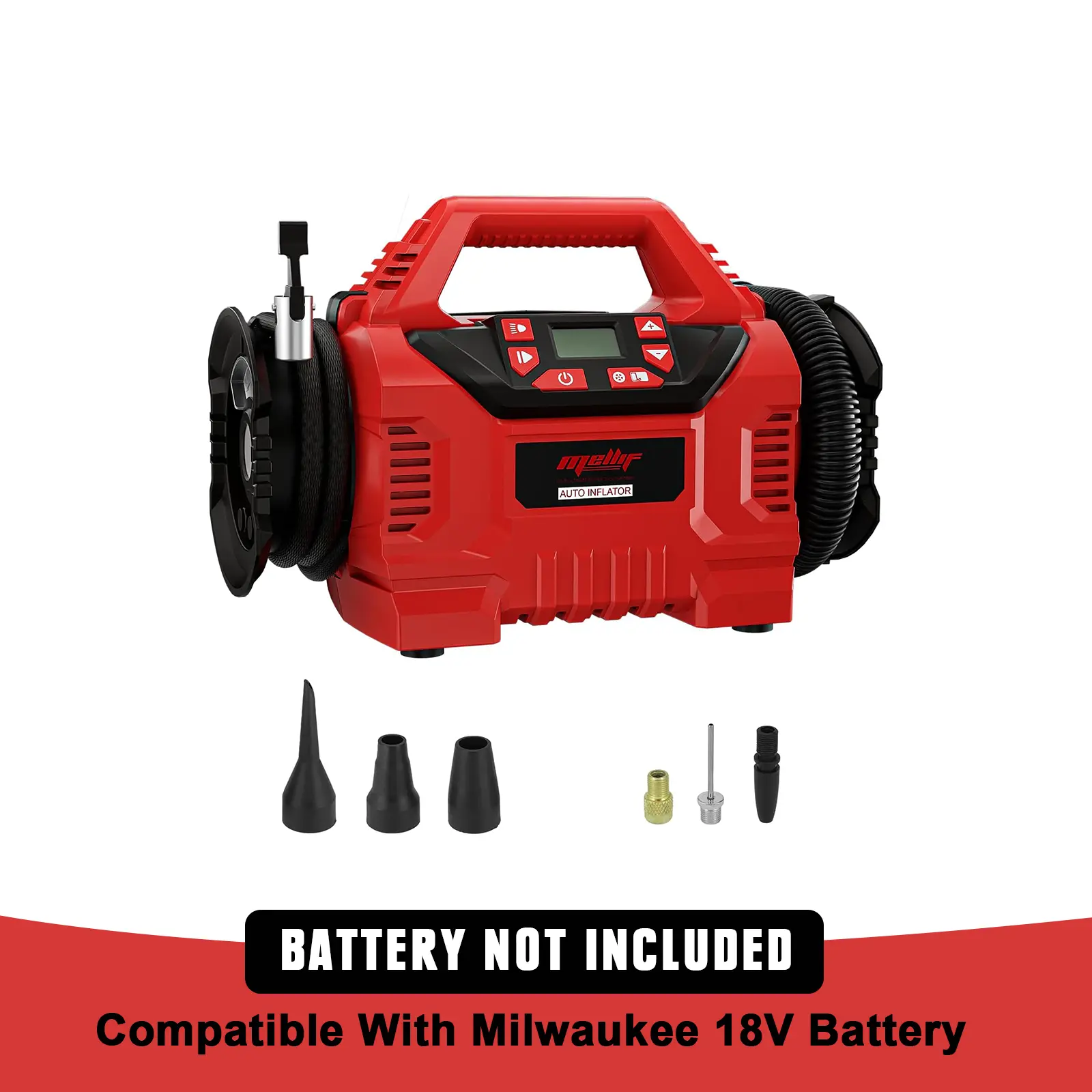 Cordless Tire Inflator Compatible with Milwaukee 18V Battery(Tool Only), 160 PSI High Pressure Portable Air Compressor with Digital Gauge For Balls, Tires, Swim Toys