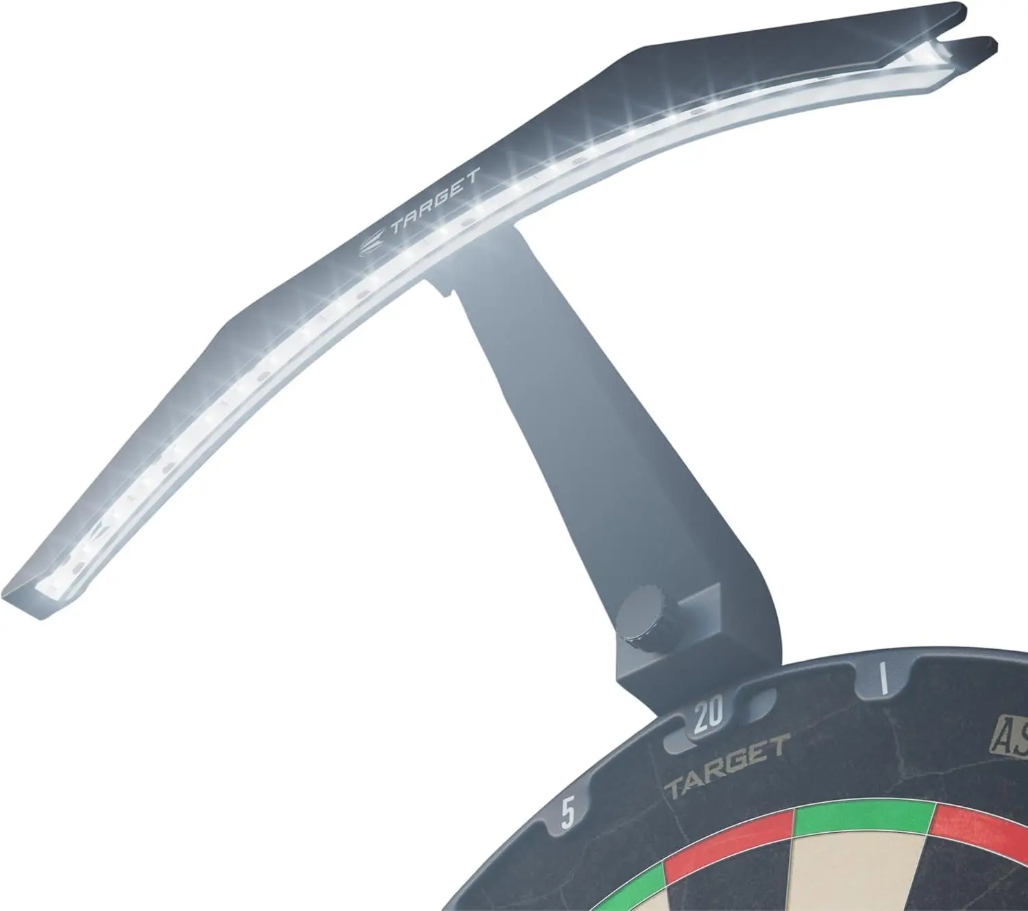 Target Arc LED Dartboard Lighting System - Compact Arc Shape Design for Full Illumination in Dart Games, Universal Fit for Bristle Boards, Functional, Cable, Bracket, Illuminates