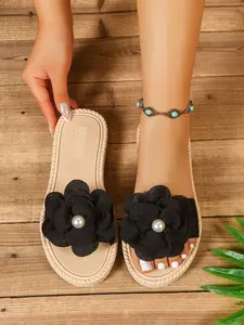 New Flat Sole Sandals with One Strap and Large Bow, Breathable Hollow Out Design, Comfortable Walking Shoes for All Seasons