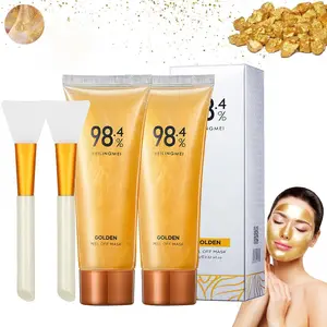 Gold Foil Skincare Peel-off Mask & Brush Kit, 2 Counts/set Deep Cleansing Moisturizing Face Mask with 2 Counts/set Applicator Brush, Face Care Product for Women & Men, Summer Gift, Self Care Kit Women