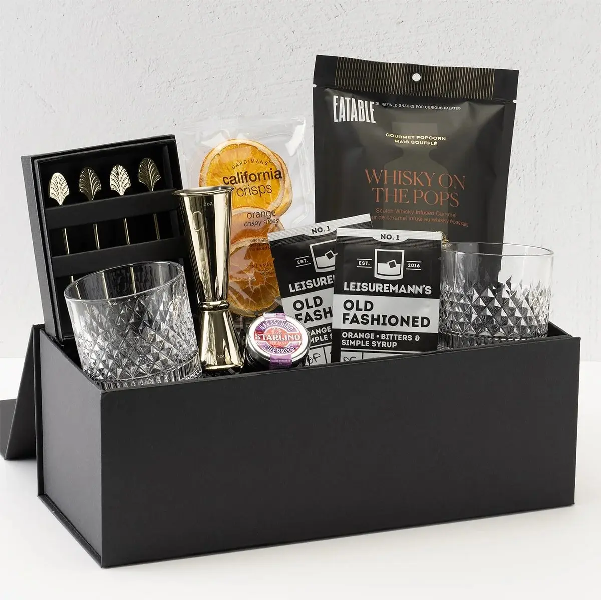 Hawthorne Old Fashioned Cocktail Gift Set - Premium Mixology Kit with Truman Glasses Gold Jigger Gourmet Mixers & Garnishes - Perfect Whiskey Gift for Men & Cocktail Lovers