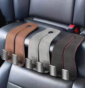 Suede leather car-mounted hidden double hook interior modification supplies super load-bearing main and passenger rear universal seats foldable small object storage artifact