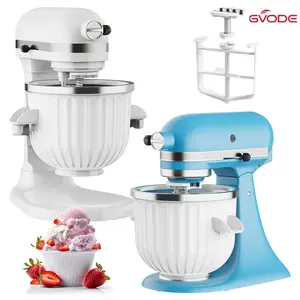 GVODE Ice Cream Maker Attachment for KitchenAid - Upgraded Leak-Proof Design, 2 Quart Bowl Compatible with 4.5QT to 7QT Models, Homemade Sorbet Gelato, Yogurt & Ice Cream Attachment for Kitchen Aid