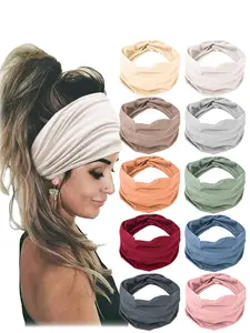 Women's Wide Yoga Elastic Hairbands Set, Sweat Wicking Workout Headband, Multicolor Sports Headwear for Running & Gym, Fashionable Casual Style Accessories