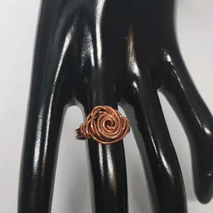 twisted rose copper ring, copper ring, wire wrap ring