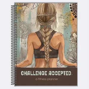 Challenge Accepted Fitness Planner: 90 Day Exercise & Food Journal for Wellness & Gratitude - Spiral Bound, Silk-Touch, Soft Cover, 7.5"x9.25"