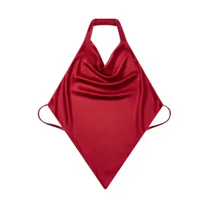 FDR  Satin Halter Neck Backless Bandana Handkerchief Going Out Crop Top